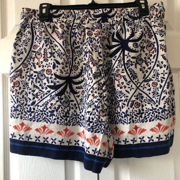 Joie Boho Linen Blend Floral Shorts Blue White Beaded Tassel Women’s SizeL - Picture 4 of 6